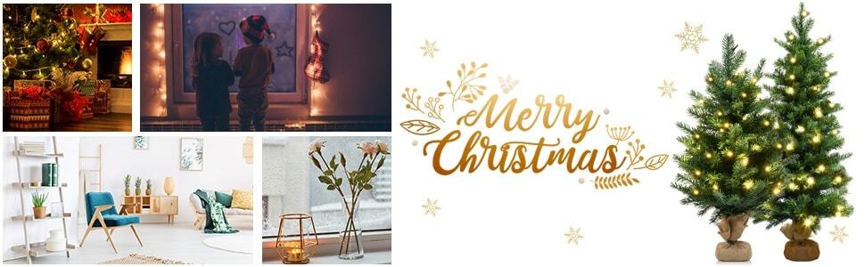 3 Ft Pre-lit Battery Operated Tabletop Christmas Tree with LED Lights