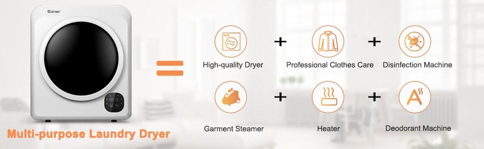 1700W Electric Portable Clothes Dryer Tumble Laundry Dryer 13.2 lbs Capacity with Stainless Steel Tub