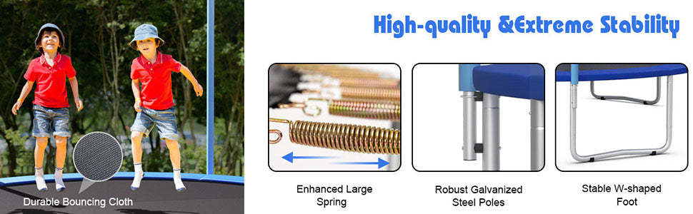 12 Ft Outdoor Trampoline Combo Bounce with Enclosure Net and Ladder