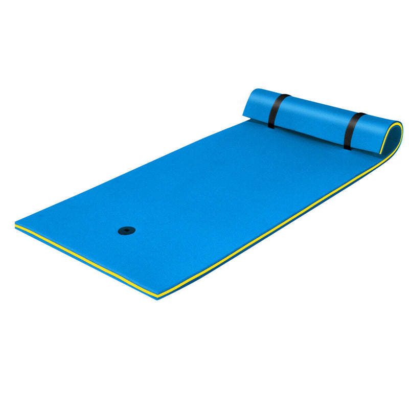 Floating Water Pad, 3-Layer Tear Resistant XPE Foam Water Mat 87" x 36" Foam Pool Float with Rolling Pillow Design for Lake Water Activities