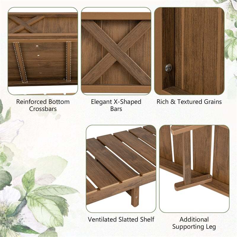 44" HIPS Raised Garden Bed with Legs, Storage Shelf & Drainage Holes, Weatherproof Elevated Planter Box for Backyard, Balcony, Flowers, Herbs