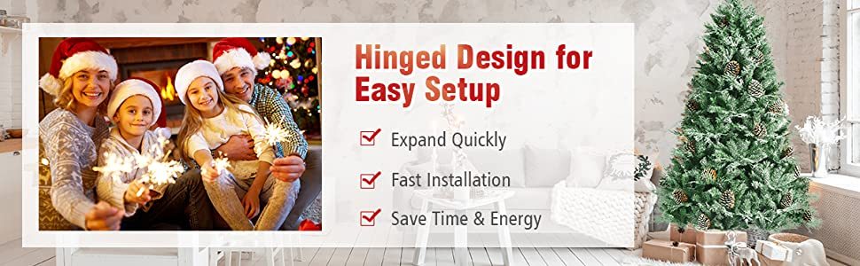 6ft Snow Flocked Hinged Artificial Christmas Tree with 715 Branch Tips