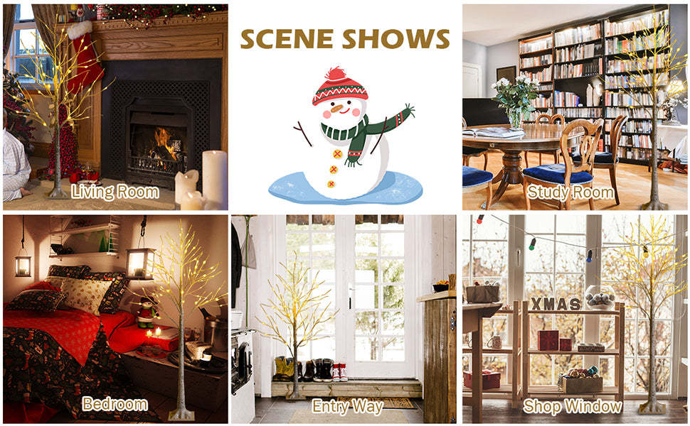 5ft Lighted White Twig Birch Artificial Christmas Tree with 72 LED Lights