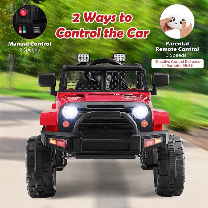 12V Kids Ride-On Truck, Battery Powered Electric Vehicle with Remote Control, Headlights, Music, Ride-On Cars for Boys & Girls