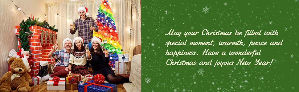 7FT Colorful Rainbow Full Fir Hinged Christmas Tree with Metal Stand