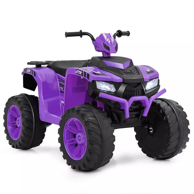 24V Kids Ride On ATV, Battery Powered Electric 4-Wheeler Quad Car with Wireless Connection & LED Lights for Boys/Girls Ages 3-8