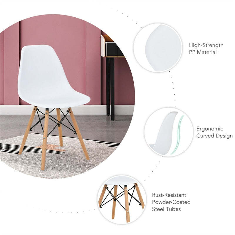5 Piece Modern Round Dining Table Set with 4 DSW Dining Chairs