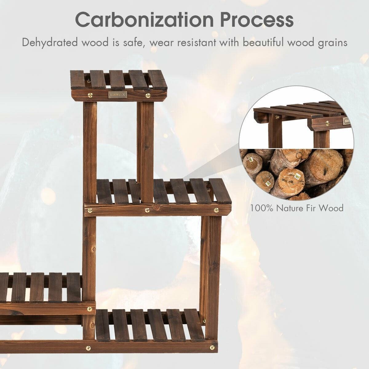4 Tier Wood Plant Stand Multiple Flower Pot Holder Display Rack