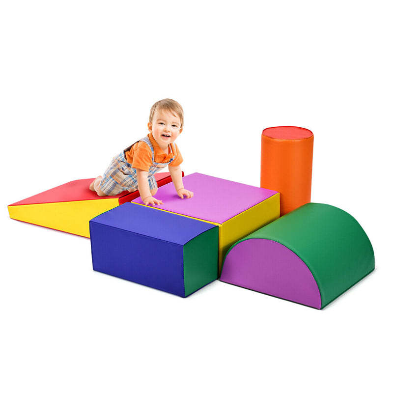 Crawl and Climb Soft Foam Play Set 5PCS Lightweight Foam Climbing Blocks Fun Activity Playset Corner Climber for Baby Kids Crawling Sliding