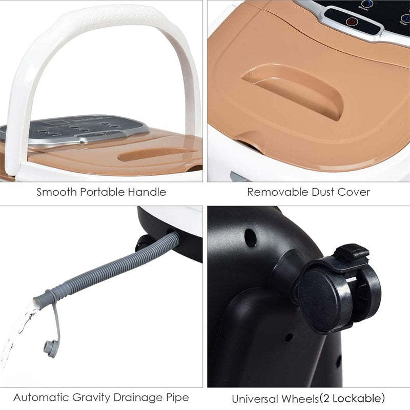 Foot Spa Bath Massager with Heat, Portable Pedicure Foot Spa Tub w/ Motorized Rollers, Shiatsu Massage, Temp Control, Adjustable Shower for Home