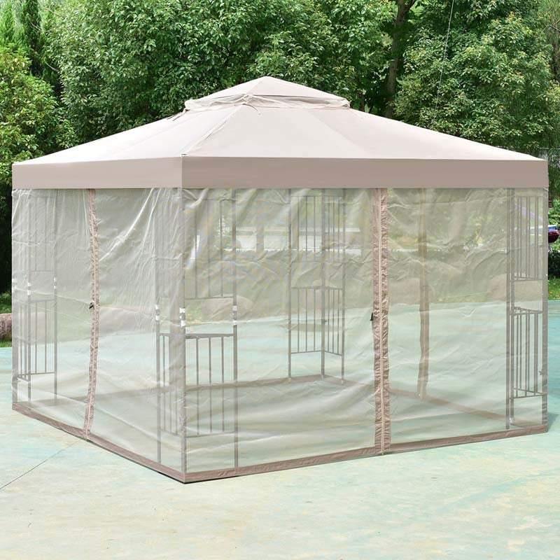 10' x 10' Patio Gazebo Double Mesh Vent Steel Outdoor Canopy Tent with Netting