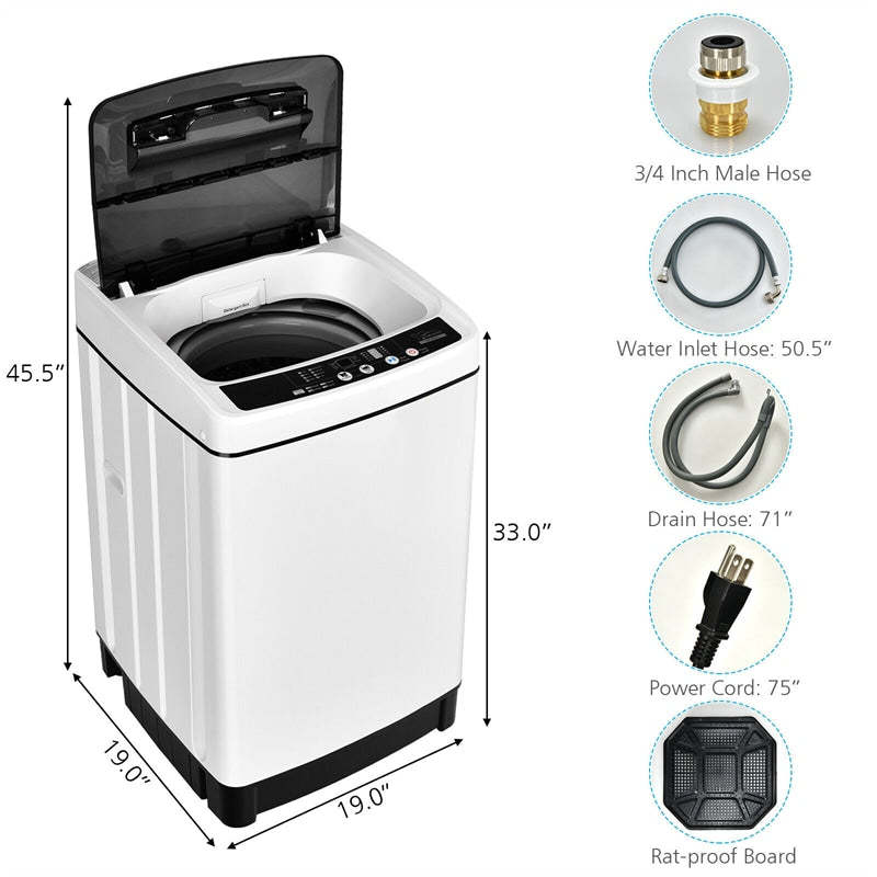 Full-Automatic Washing Machine, Energy Star 1.5Cu.Ft Portable Laundry Washer & Spinner Combo 11lbs Capacity with 8 Programs for Apartment, Dorm