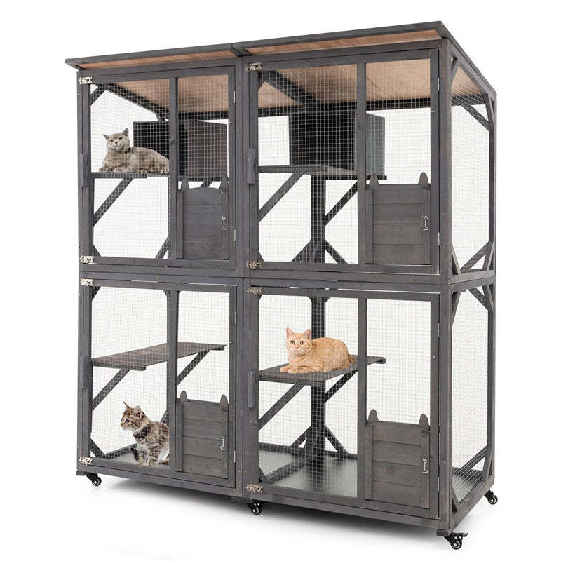 Portable Catio Wooden Catio Outdoor Cat Enclosure,Luxury Cat
