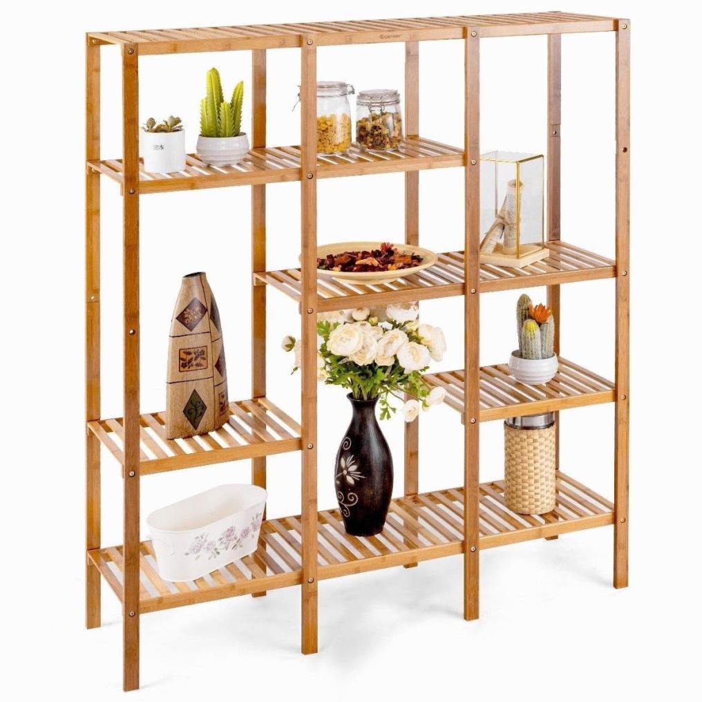 5 Tier Bamboo Plant Stand Multifunctional Shelf Storage Organizer Rack Plant Stand Display Holder