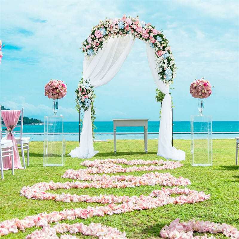 7.9FT Metal Garden Arch Trellis, Wedding Backdrop Stand with Fence for Climbing Plants, Garden Arch Pergola Arbor for Outdoor Lawn Decor