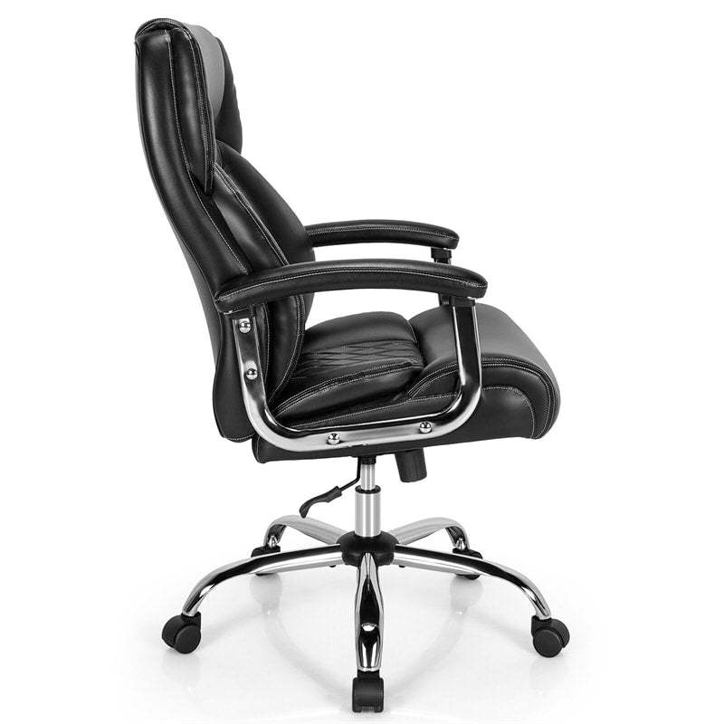 500LBS Big & Tall Office Chair, High-Back Leather Executive Chair w/ Wide Seat for Heavy People, Height Adjustable Swivel Computer Desk Chair
