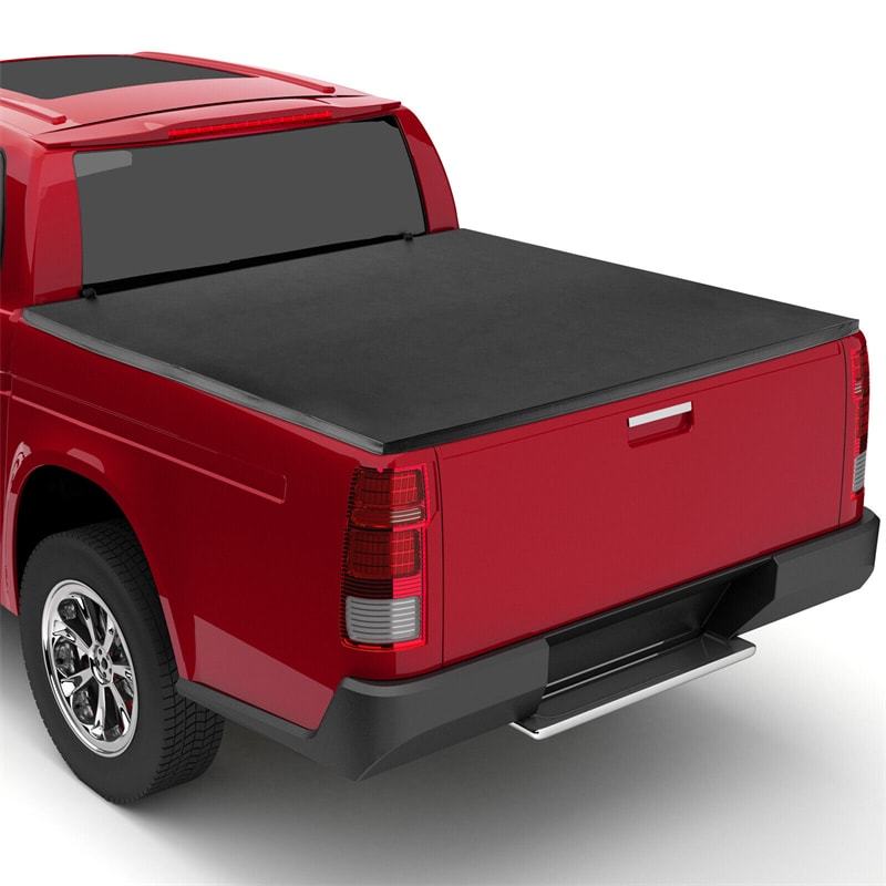 5.8FT Soft Quad Fold Tonneau Cover Weatherproof Truck Bed Cover for 14-23 Chevy GMC Silverado Sierra 1500, 15-23 Chevy GMC Silverado Sierra 2500/3500