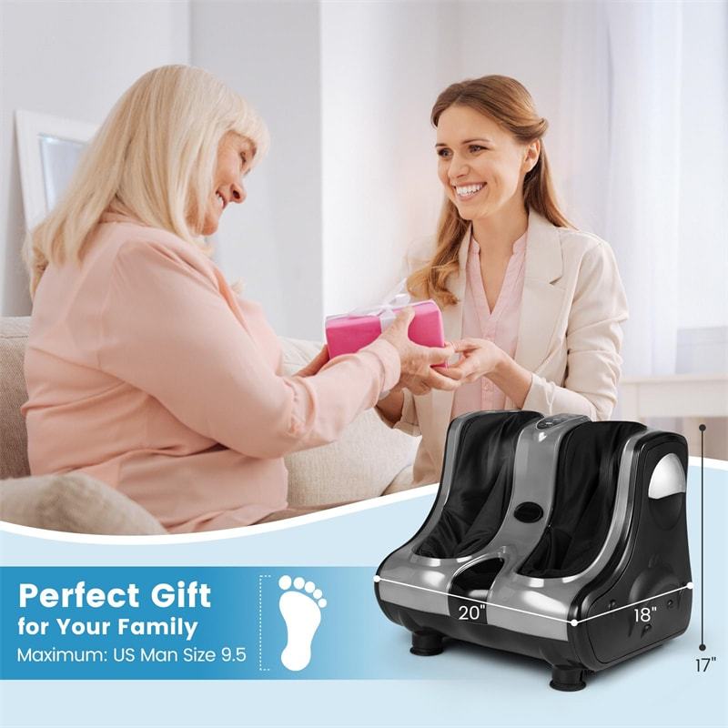 Foot and Calf Massager with Heat, Electric Foot Massage Machine Shiatsu Deep Kneading & Rolling Vibration for Leg Relaxation