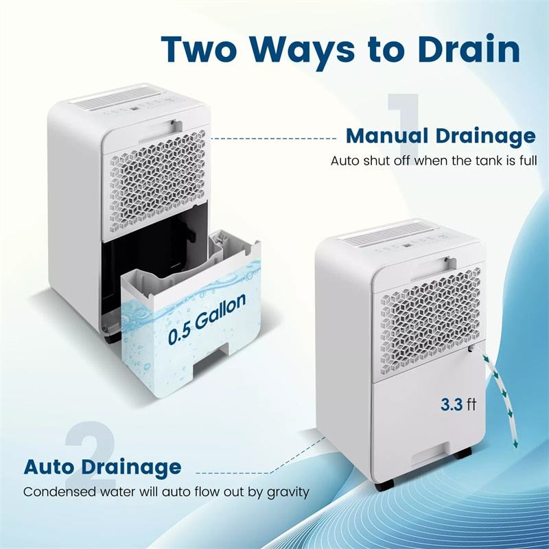 2500 Sq. Ft Dehumidifier for Home & Basement, 32 Pints Portable Quiet Dehumidifier with Sleep Mode, 24H Timer, Auto Defrost & Drain Hose