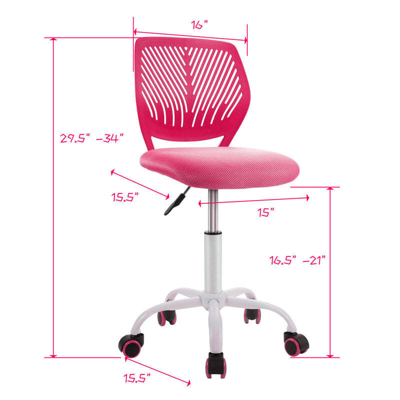 Kids Desk Chair, Height Adjustable Children Office Study Computer Chair with Lumbar Support, Mid Back Swivel Armless Mesh Task Student Chair