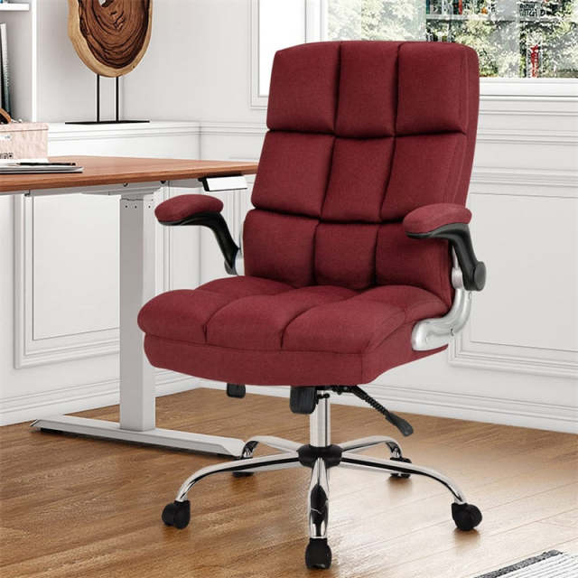 Big & Tall Ergonomic Office Chair, High-Back Executive Computer Desk Chair with Flip-Up Arms, Thick Padding, Adjustable Height, 400 LBS Capacity