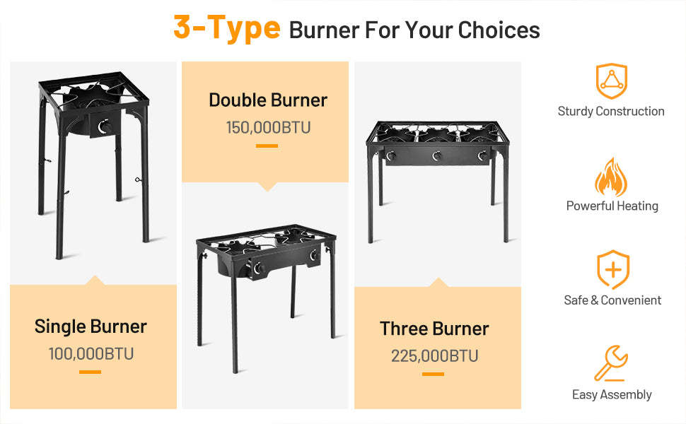 150000 BTU Double Burner Propane Cooker Outdoor Camping Stove BBQ Grill