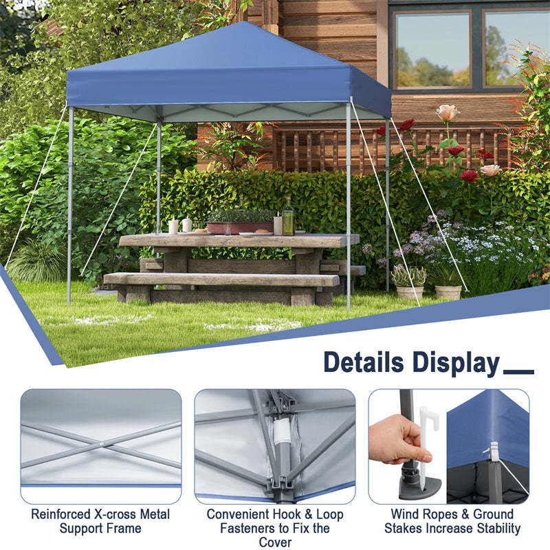 6.6' x 6.6' Pop Up Canopy 1 Person Setup Instant Canopy Tent Portable Outdoor Canopy with Center Lock & Carrying Bag