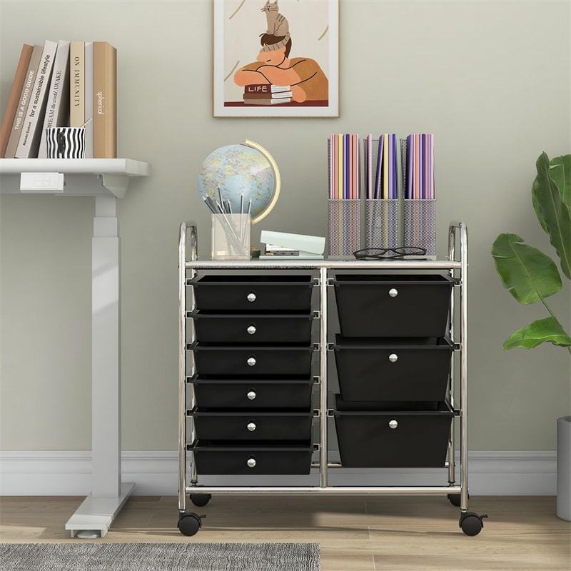 9-Drawer Rolling Storage Cart, Mobile Art & Craft Supply Organizer on Wheels, Metal Frame, Drawer Utility Cart for Classroom Office Home Salon