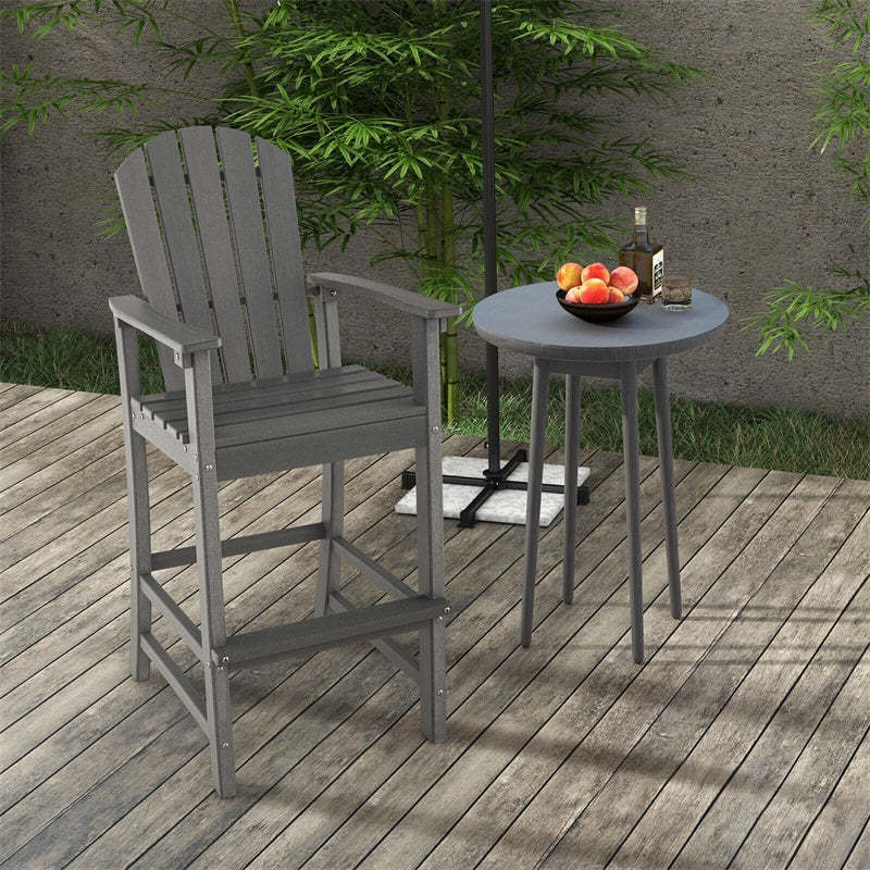 Outdoor HDPE Adirondack Bar Stools Set of 2, 30" Tall Adirondack Chairs with High Backrest & Footrest, 360LBS Capacity for Poolside, Patio