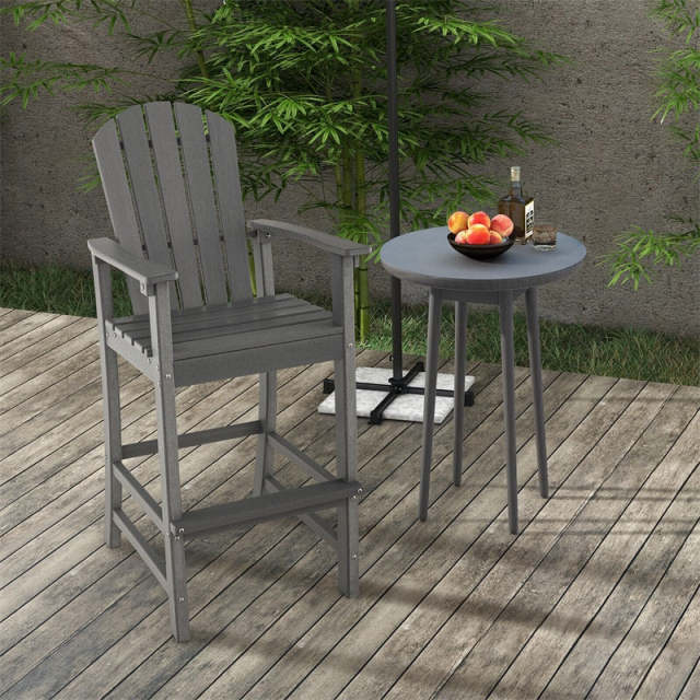 Outdoor HDPE Adirondack Bar Stools Set of 2, 30" Tall Adirondack Chairs with High Backrest & Footrest, 360LBS Capacity for Poolside, Patio