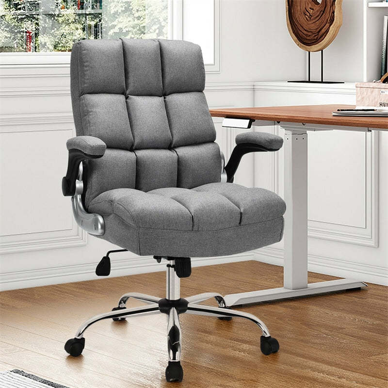 Big & Tall Ergonomic Office Chair, High-Back Executive Computer Desk Chair with Flip-Up Arms, Thick Padding, Adjustable Height, 400 LBS Capacity