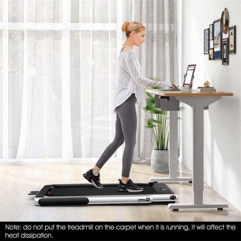 2-in-1 Under Desk Treadmill, 2.25HP SuperFit Folding Walking Jogging Machine with Dual Display, Remote & App Control, Bluetooth for Home Office