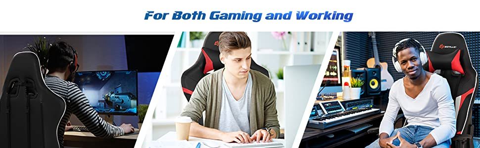 Adjustable Massage Gaming Chair High Back PU Leather Racing Gaming Chair Office Computer Reclining Chair with Lumbar Support