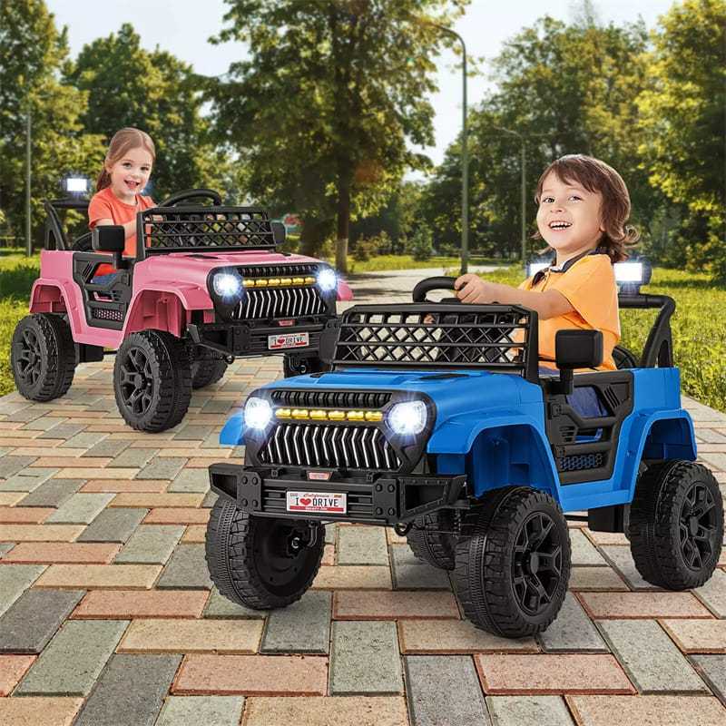 12V Kids Ride-On Truck, Electric Vehicle with Remote Control, Music & LED Lights, Battery Powered Toddler Ride-On Car for Boys & Girls 3+