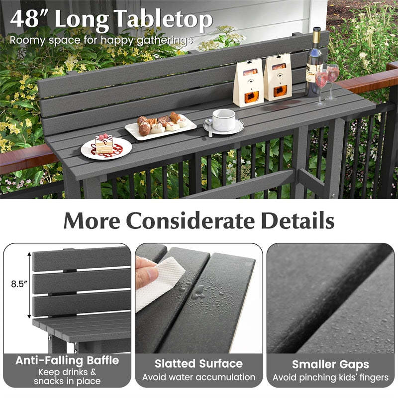 Outdoor Bar Table 48" Pub Height Patio Table All-Weather Narrow Dining Table with Storage Shelf & Adjustable Foot Pads