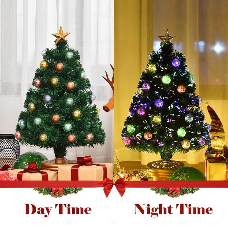 3FT Pre-Lit Fiber Optical Firework Christmas Tree