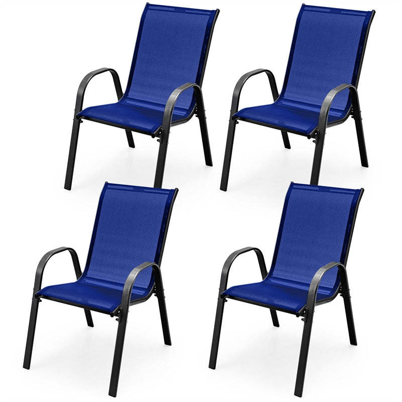 4-Pack Stackable Patio Dining Chairs, Heavy Duty Steel Frame All-Weather Outdoor Chairs with Armrests 330LBS Capacity for Poolside Deck Backyard