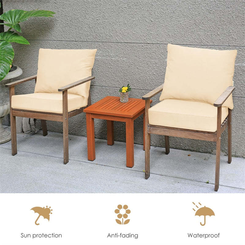 Deep Seat & Back Cushion Set with Rope Ties, Waterproof 6" Thick Indoor/Outdoor Chair Pads for Patio Furniture & Poolside