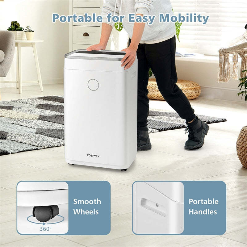 4000 Sq. Ft 60-Pint Portable Dehumidifier for Home & Basements with 3-Color Digital Display & Auto Manual Drainage