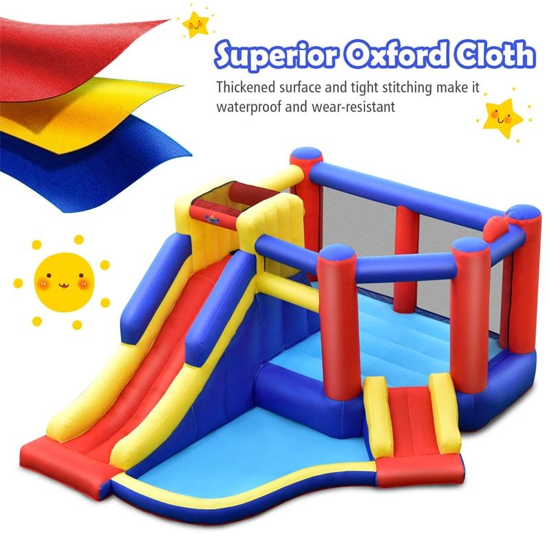 Inflatable Bounce House Kids Jumping Castle Bouncy House with Double Slides & Climbing Wall for Toddlers Backyard Birthday Gifts