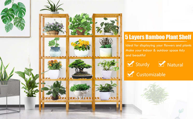 5 Tier Plant Stand Versatile Bamboo Display Shelf Sale & Reviews |  Bestoutdor