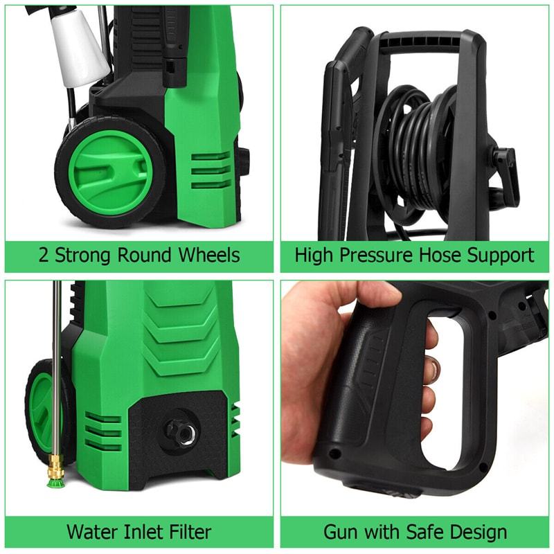 3500PSI Electric Pressure Washer, 2.6GPM 1800W Portable High Power Washer Machine with Foam Cannon & 4 Nozzles for Car Fence Cleaning