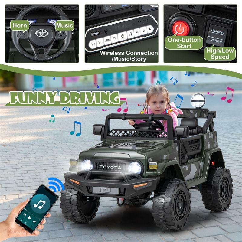 Kids Ride on Car 12V Licensed Toyota FJ Battery Powered Ride on Truck with Remote Control & LED Lights