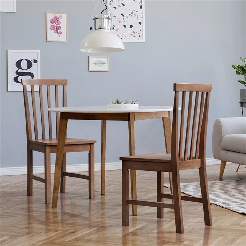 Wood Dining Chairs Set of 2, Modern Armless Kitchen Chairs with Slat Back, Rubber Wood Legs, Farmhouse Dining Room Chairs for Kitchen Restaurant