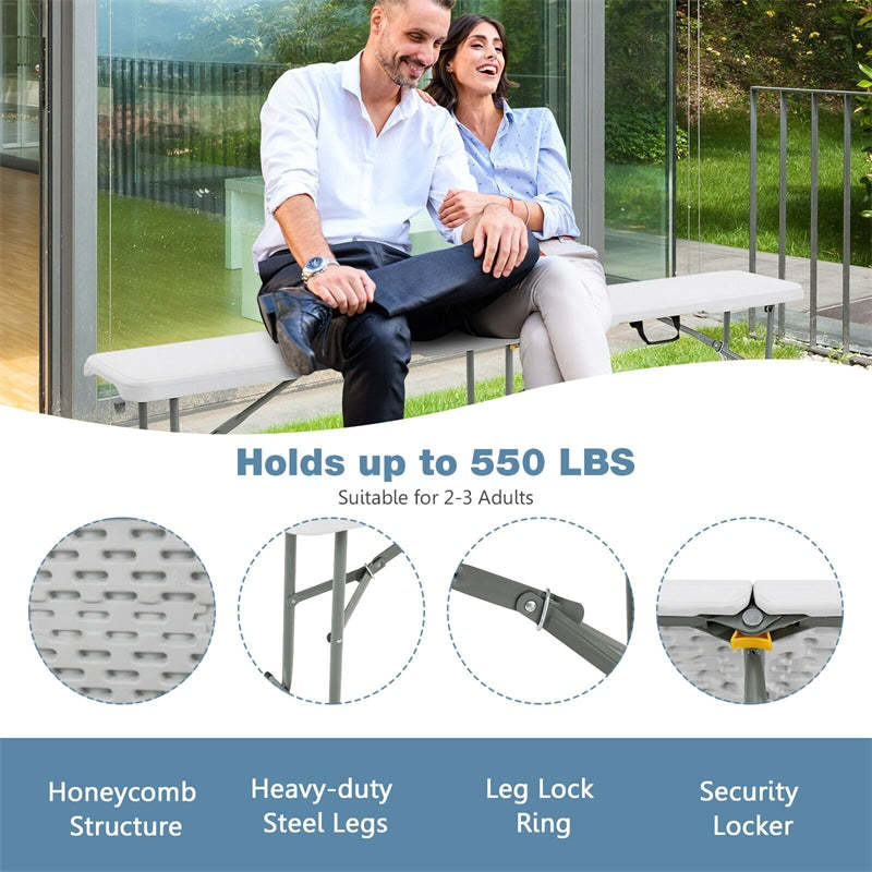 6 Feet Portable Outdoor Folding Picnic Bench with Carrying Handle