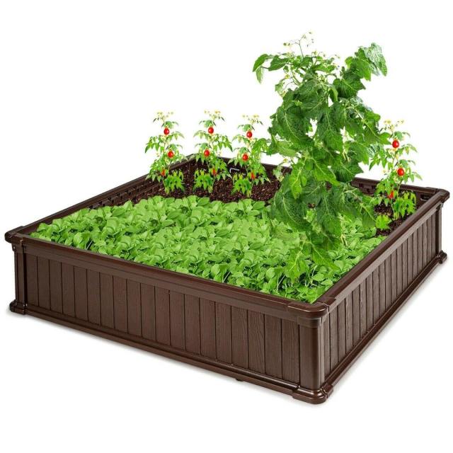 48.5" Raised Garden Bed Planter Box for Flower Vegetables, Outdoor Square Planting Box for Patio Backyard, Easy Assembly