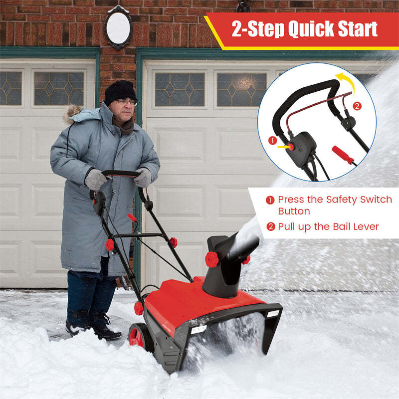 20" Walk-behind Snow Blower, 120V 15Amp Electric Snow Thrower with Folding Handle & 180° Rotating Chute, Corded Snow Sweeper for Driveway Yard