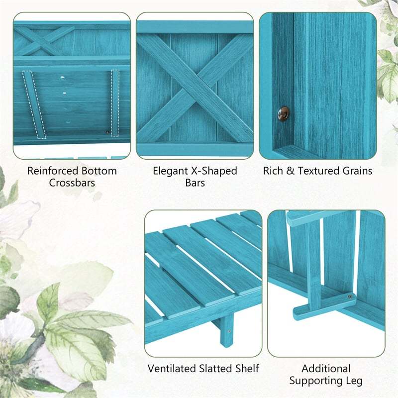 44" HIPS Raised Garden Bed with Legs, Storage Shelf & Drainage Holes, Weatherproof Elevated Planter Box for Backyard, Balcony, Flowers, Herbs