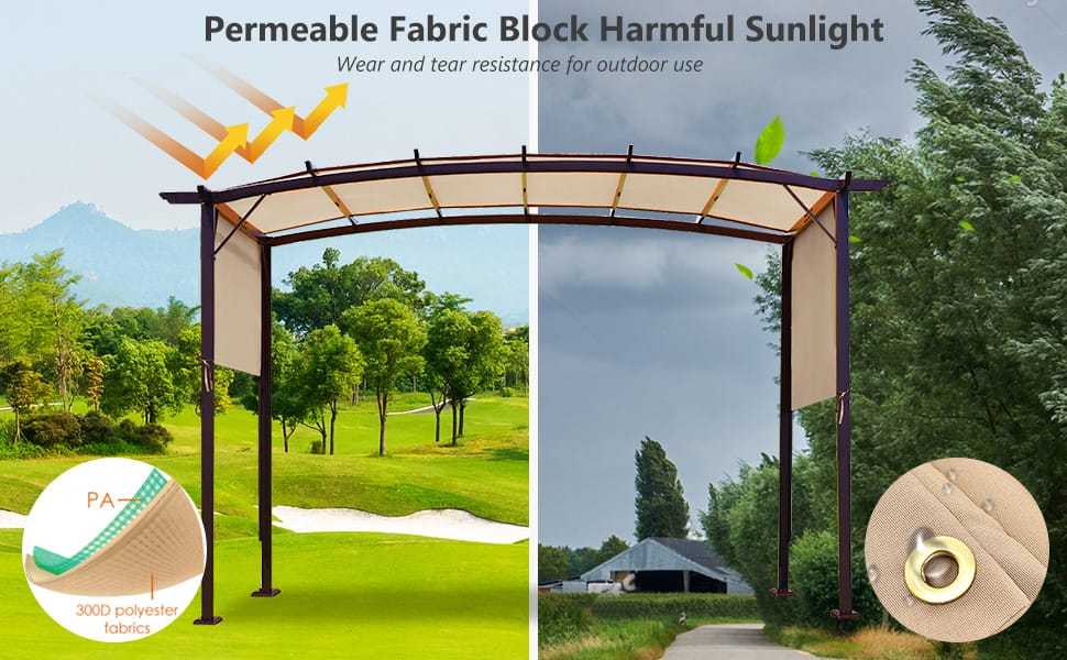 17' x 7' Universal Canopy Replacement Cover, Waterproof Sun-Protective Pergola Shade Cover with 6 Copper Grommets & 4 Straps for Outdoor Sun Awning