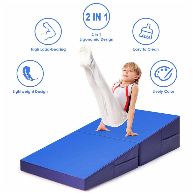 Gymnastics Wedge Mat, Folding & Non-Folding Cheese Wedge Mat for Tumbling, Yoga, Martial, Home Exercise, Incline Mat for Kids Adults